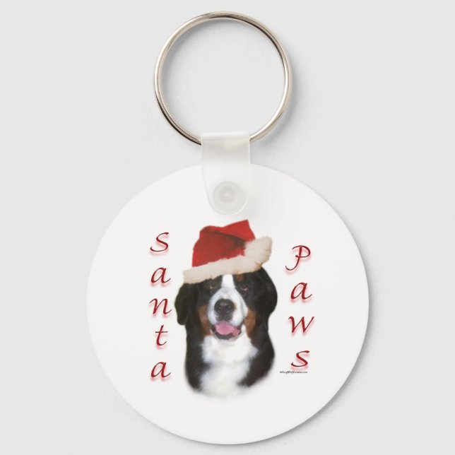 Bernese Mountain Dog Santa Paws Key Ring (Front)