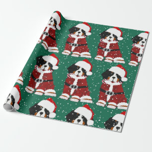 Bernese Mountain Dog Santa Paws Wrapping Paper
