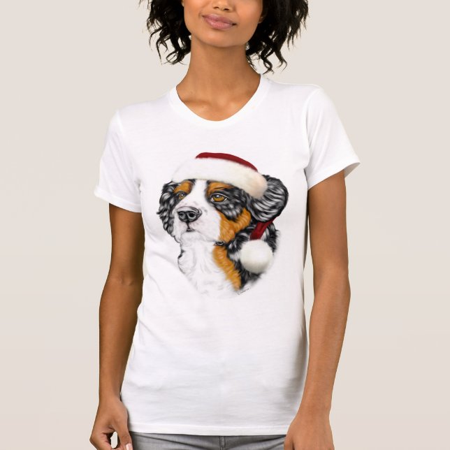 Bernese Mountain Dog Santa Pup T-Shirt (Front)