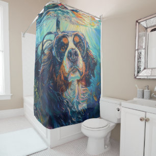 Bernese Mountain Dog Scuba Diving Underwater Shower Curtain