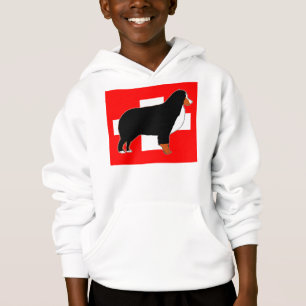 bernese mountain dog silhouette on flag rust