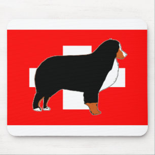 bernese mountain dog silhouette on flag rust mouse pad