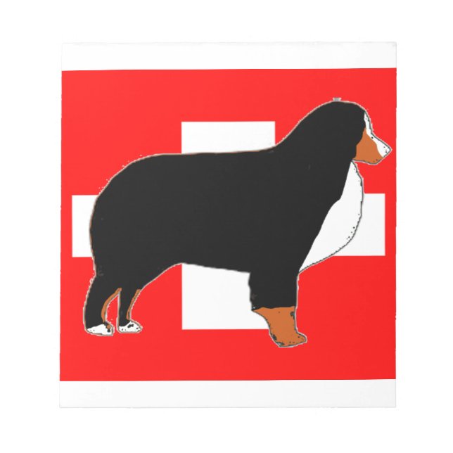 bernese mountain dog silhouette on flag rust notepad (Front)