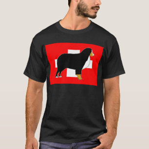 bernese mountain dog silhouette on flag tan T-Shirt
