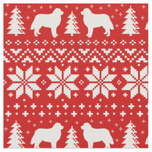 Bernese Mountain Dog Silhouettes Christmas Pattern Fabric