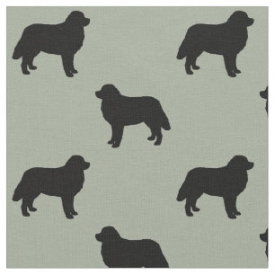 Bernese Mountain Dog Silhouettes Pattern Fabric