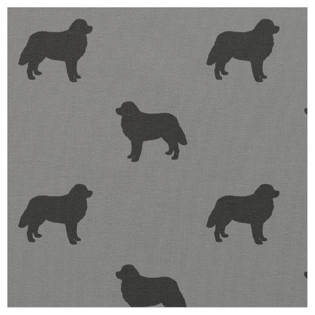 Bernese Mountain Dog Silhouettes Patterned Fabric (Close Up)