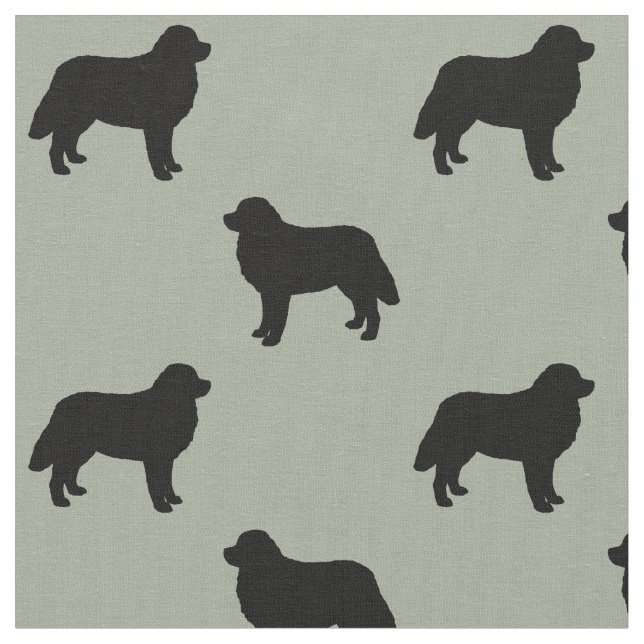 Bernese Mountain Dog Silhouettes Patterned Fabric (Close Up)