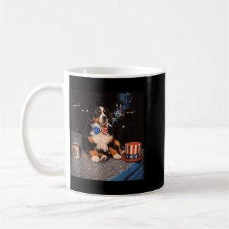 Bernese Mountain Dog Smoking Cigarette Patriotic Coffee Mug