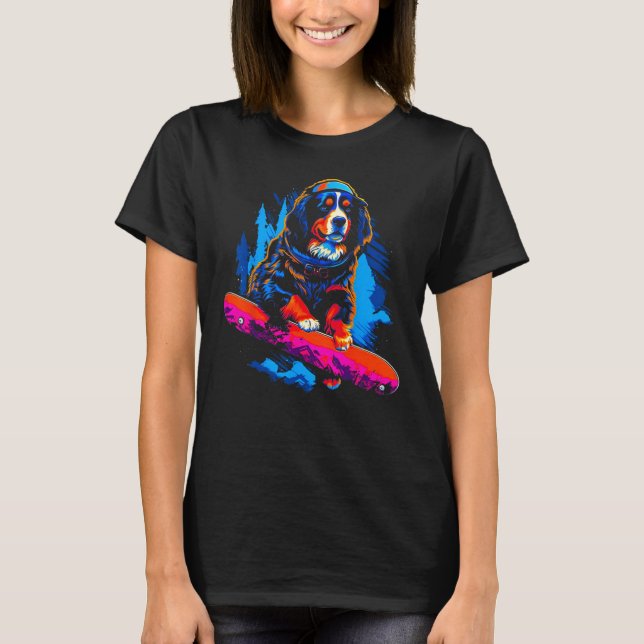 Bernese Mountain Dog Snowboard T-Shirt (Front)