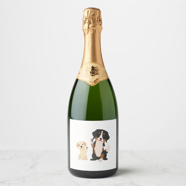 bernese mountain dog  sparkling wine label (Front)
