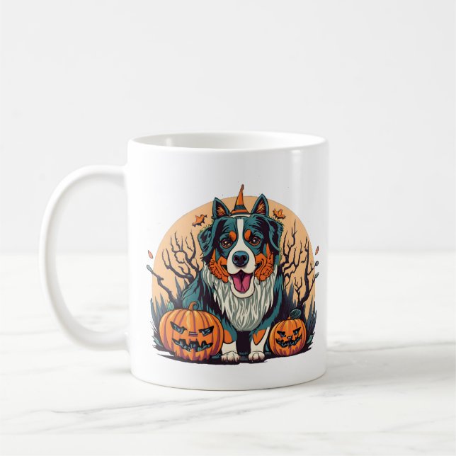 Bernese Mountain Dog Spooky Halloween Coffee Mug (Left)
