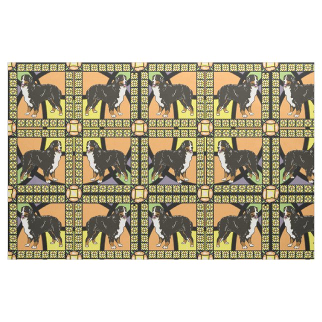 Bernese Mountain dog "stained glass" fabric (Fat Quarter)