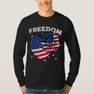 Bernese Mountain Dog Sunflower Heart American Flag T-Shirt