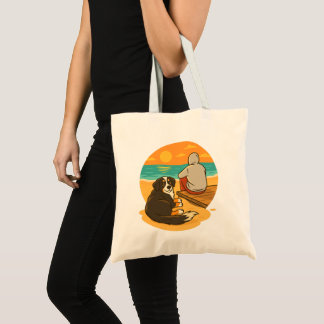 Bernese Mountain Dog Sunset Beach Companion Tote Bag