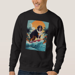 Bernese Mountain Dog Surfing Funny Beach Sweatshirt