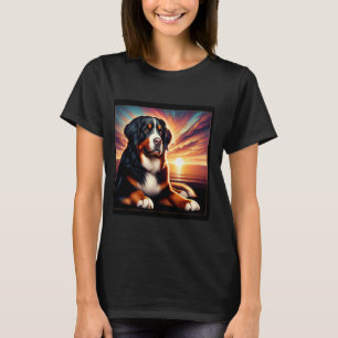 Bernese Mountain Dog T-Shirt, Vibrant Pet Sunset T T-Shirt