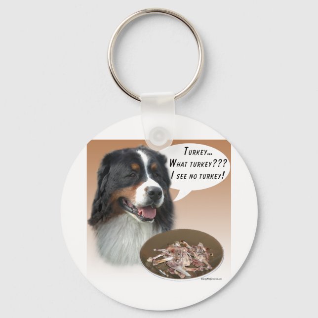 Bernese Mountain Dog Turkey Key Ring (Front)