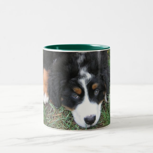 Bernese Mountain Dog Two-Tone Coffee Mug (Center)