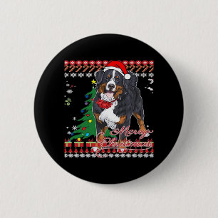 Bernese Mountain Dog Ugly Christmas Sweater Shirt  6 Cm Round Badge