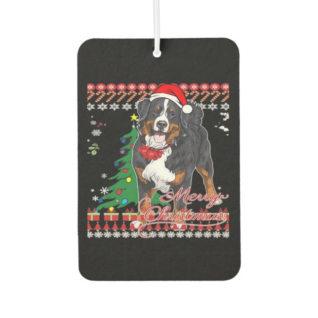 Bernese Mountain Dog Ugly Christmas Sweater Shirt  Car Air Freshener (Front)