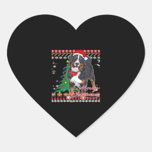 Bernese Mountain Dog Ugly Christmas Sweater Shirt  Heart Sticker
