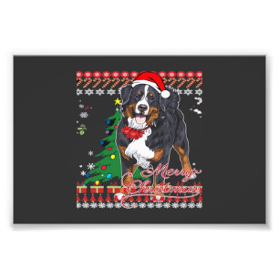 Bernese Mountain Dog Ugly Christmas Sweater Shirt  Photo Print