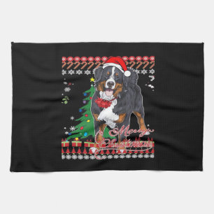 Bernese Mountain Dog Ugly Christmas Sweater Shirt  Tea Towel