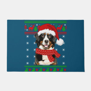 Bernese Mountain Dog Ugly Sweater Christmas Puppy Doormat