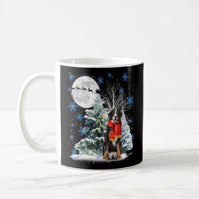 Bernese Mountain Dog Under Moonlight Snow Christma Coffee Mug (Left)