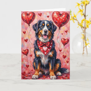 Bernese Mountain Dog Valentine’s Day with Hearts Card