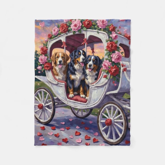 Bernese Mountain Dog Valentine's Day Fleece Blanket (Front)