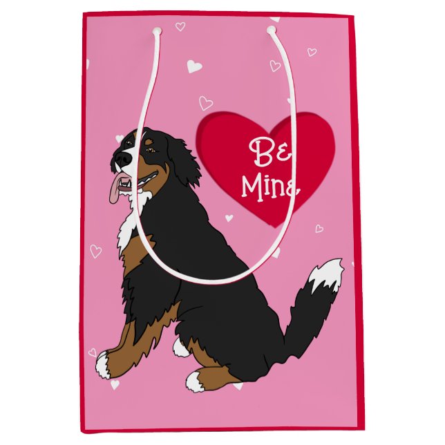 Bernese Mountain Dog Valentines Day  Medium Gift Bag (Front)