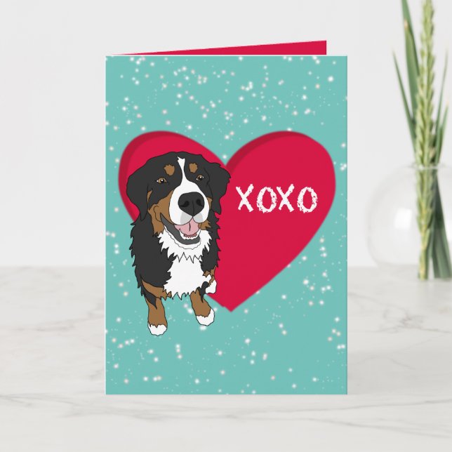Bernese Mountain Dog Valentines Day  Thank You Card (Front)