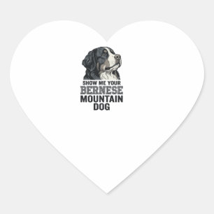 Bernese Mountain Dog Vintage Engraving Shirt Desig Heart Sticker