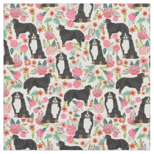 Bernese Mountain Dog vintage florals cream Fabric