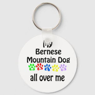 Bernese Mountain Dog Walks Design Key Ring