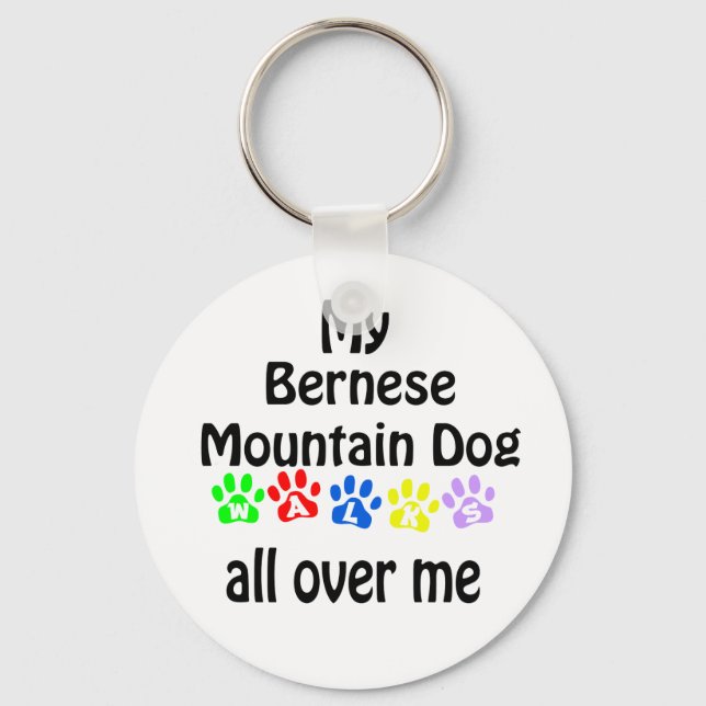 Bernese Mountain Dog Walks Design Key Ring (Front)