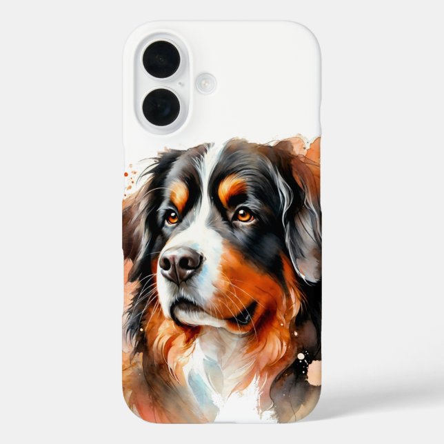 Bernese Mountain Dog Watercolor Art Case-Mate iPhone Case (Back)