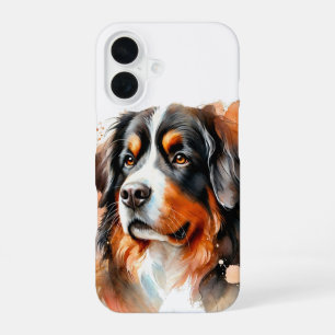 Bernese Mountain Dog Watercolor Art iPhone 16 Case