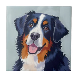 Bernese Mountain Dog   Watercolor Painting Ceramic Tile