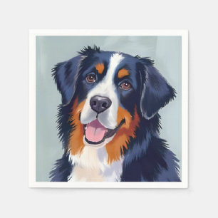 Bernese Mountain Dog Watercolor Painting Napkin