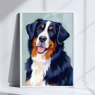 Bernese Mountain Dog Watercolor Pet Poster