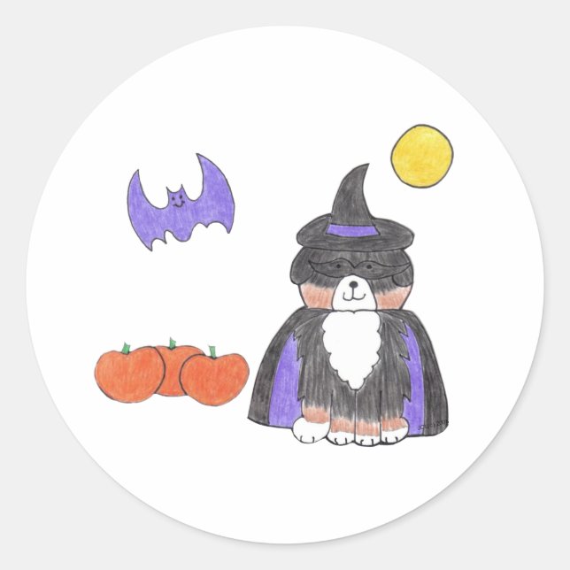 Bernese Mountain Dog Witch Sticker (Front)
