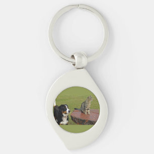 bernese mountain dog with cat key ring