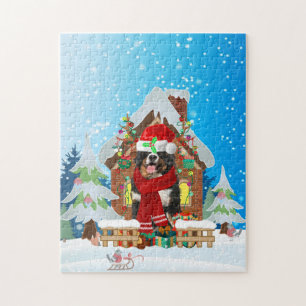 Bernese Mountain dog with Christmas gifts Jigsaw Puzzle