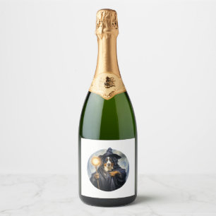 Bernese Mountain Dog Wizard Sparkling Wine Label