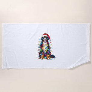 Bernese Mountain Dog x Christmas Lights Beach Towel