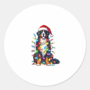 Bernese Mountain Dog x Christmas Lights  Classic Round Sticker