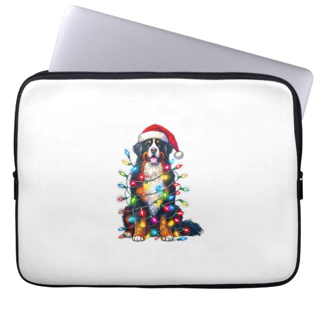 Bernese Mountain Dog x Christmas Lights  Laptop Sleeve (Front)